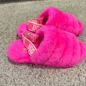 UGG Bright Pink Fluffy Slippers